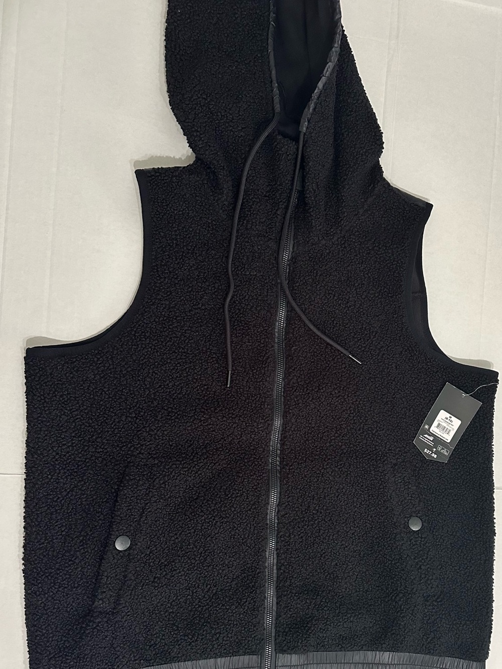 Avia Black Sherpa Hooded Vest, New with tags, Size Medium